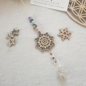 Chakra Sonnenfänger *SNOWFLAKE* mit Bergkristallspirale