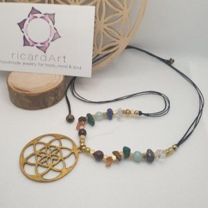 CHAKRA Halskette ‚Lebensblume – Hämatit‘