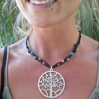 Chakra Makramee Halskette 'Lebensbaum'