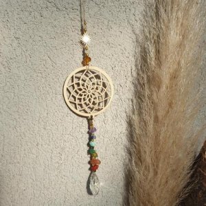Chakra- Edelstein Sonnenfänger *MANDALA* mit Regenbogenkristall