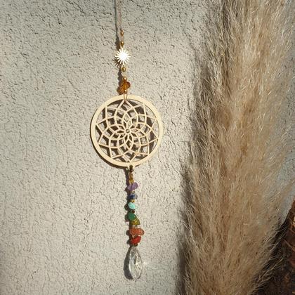 Chakra- Edelstein Sonnenfänger *MANDALA* mit Regenbogenkristall