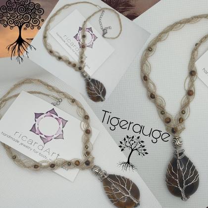 Abalone - Tigerauge Halskette 'Lebensbaum' - Image 4