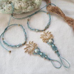 Barfußsandalen / Handschmeichler ‚Lotus – Amazonit‘