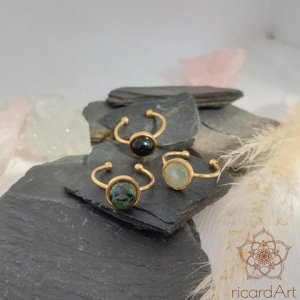 Edelstahlring ‚crystal healing‘ vergoldet