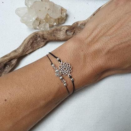 Dopppelarmband Bergkristall - Mandala silber - Image 3