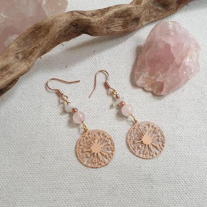 Rosenquarz - Mondstein Ohrringe 'Pusteblume rosé' - Image 3