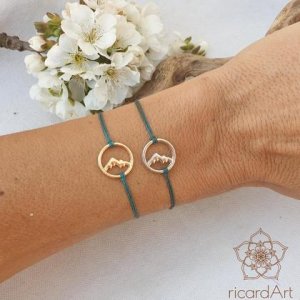 Armband ‚Berg-verliebt‘ petrol (silber/gold)
