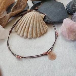 Fußkettchen ‚Rhodochrosit‘ *rosé/braun