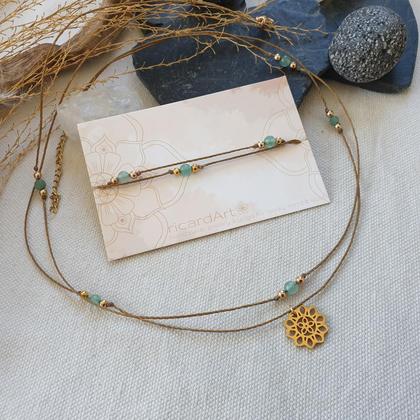 Aventurinkettchen 'Mandala *Edelstahl vergoldet' - Image 3