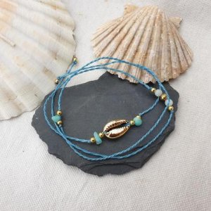 KAURI – Wickelarmband ‚Amazonit gold‘