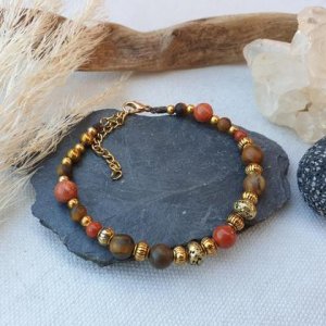 ‚Optimismus & Zuversicht‘ WEGBEGLEITER *Tigerauge/roter Jaspis/Lava‘