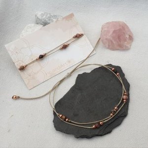Fußkettchen ‚Rhodonit-beige/rosé‘