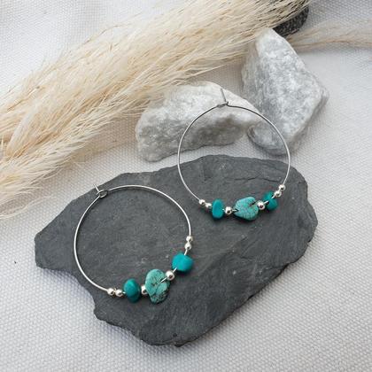 Türkis Creolen 'crystal healing' *Edelstahl (vergoldet) - Image 2