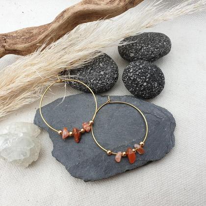 Karneol Creolen 'crystal healing' *Edelstahl vergoldet