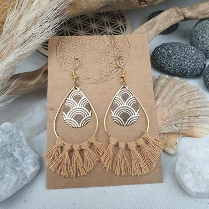 Makramee Ohrringe 'black&gold'