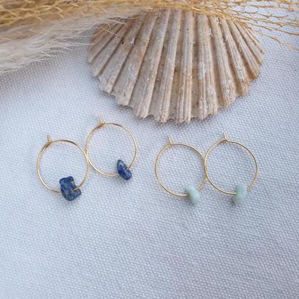 Lapislazuli/Amazonit Creolen 'Piccola' *Edelstahl vergoldet