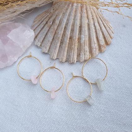 Lapislazuli/Amazonit Creolen 'Piccola' *Edelstahl vergoldet - Image 3