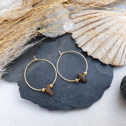 Tigerauge Creolen *Edelstahl vergoldet - Image 2