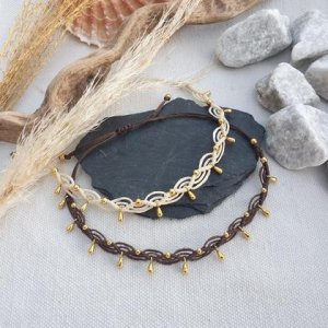 Makramee Fußband *BOHÈME* natur/braun