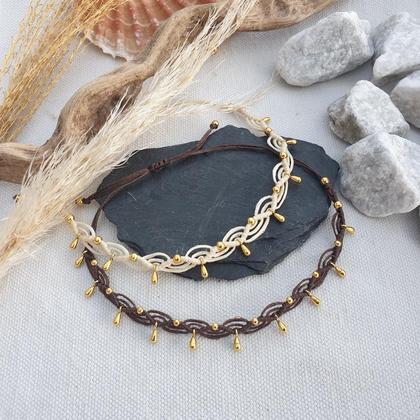 Makramee Fußband *BOHÈME* natur/braun