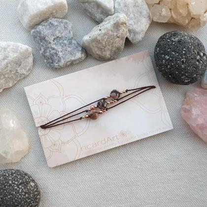 Rhodonit Armband 'Mūlãdhãra' *braun/rosé