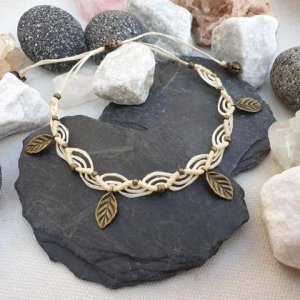Makramee Fußband ‚*LEAVES bronze*