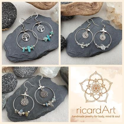 Rosenquarz Creolen 'Lotus' (Edelstahl/925 Silber) - Image 3