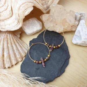 Turmalin Creolen *Edelstahl vergoldet