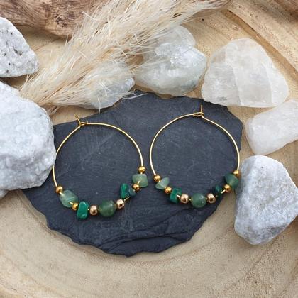 Malachit - Aventurin Creolen *Edelstahl - Image 3