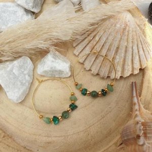 Malachit – Aventurin Creolen *Edelstahl