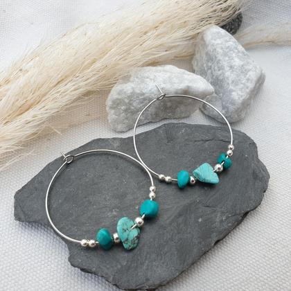 Türkis Creolen 'crystal healing' *Edelstahl (vergoldet) - Image 3