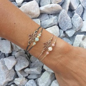 Doppelarmband Amazonit/Rosenquarz *Lotus gold