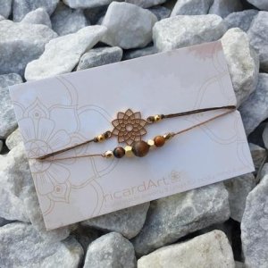 Tigerauge/Hämatit Doppelarmband *MANDALA gold‘