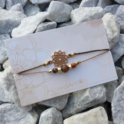 Tigerauge/Hämatit Doppelarmband *MANDALA gold'