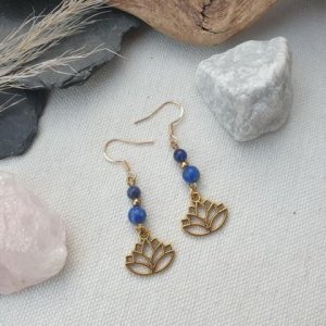 Lapislazuli Ohrringe ‚Lotus gold‘