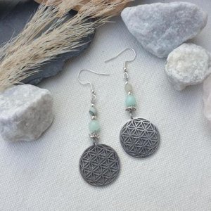 Ohrringe Lebensblume Amazonit