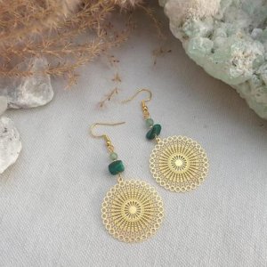 Malachit – Aventurin Ohrringe *Mandala gold*