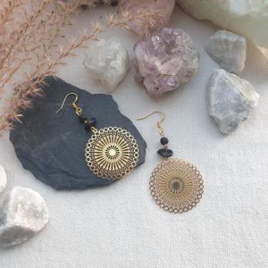 Obsidian- Lava Ohrringe *Mandala*