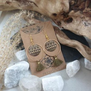 Tassel Ohrringe *ETHNO oliv