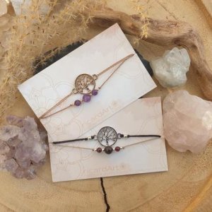 LEBENSBAUM Dopppelarmband Granat/Amethyst