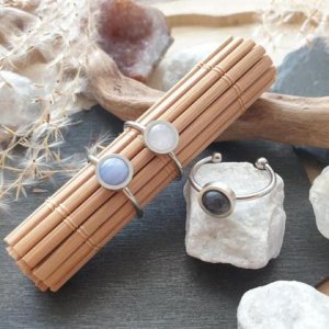 Edelstahlring *6mm Edelsteincabochon