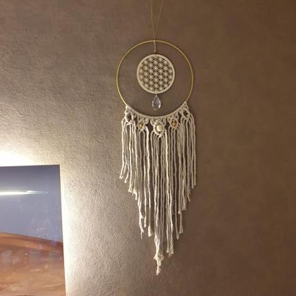 Traumfänger BLUME DES LEBENS mit Prismakristall