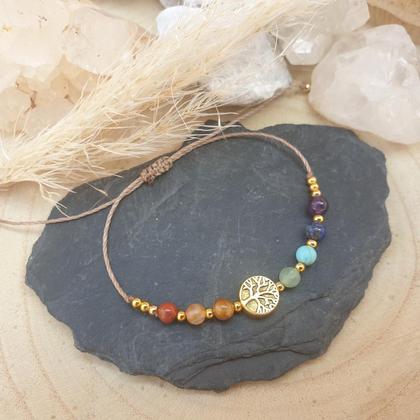 CHAKRA Armband 'Lebensbaum Hämatit gold