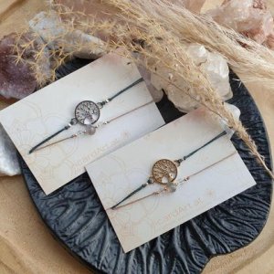 Labradorit / Bergkristall Dopppelarmband *BAUM DES LEBENS*