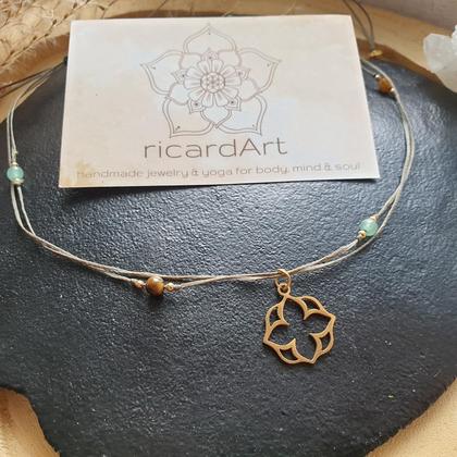 Aventurin- Tigerauge Kette *FLOWER* Edelstahl vergoldet - Image 4