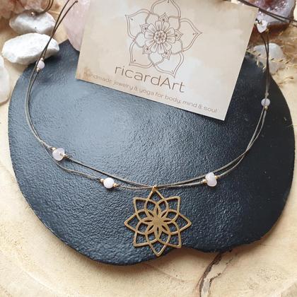 Rosenquarz Halskette *VENUSBLUME* Edelstahl vergoldet - Image 3