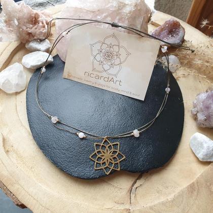 Rosenquarz Halskette *VENUSBLUME* Edelstahl vergoldet - Image 2