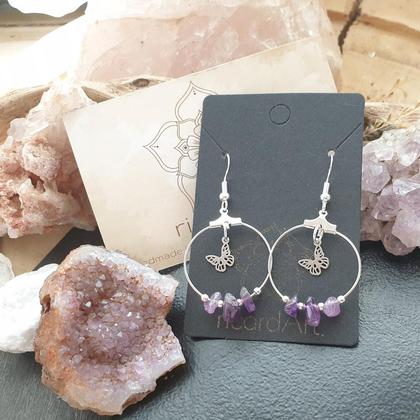 Amethyst Creolen *BUTTERFLY silver