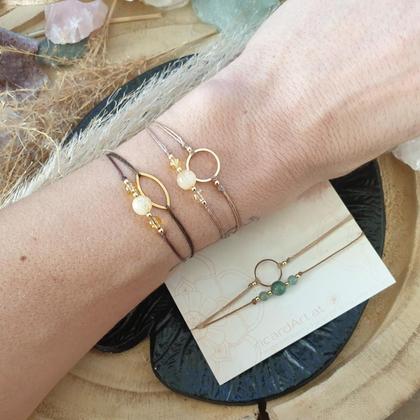 Citrin/Aventurin Doppelarmband *CIRCLE/ELLIPSE* 18k vergoldet