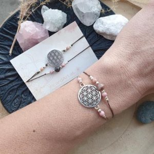 Rhodonit-Rhodochrosit Doppelarmband *LEBENSBLUME*